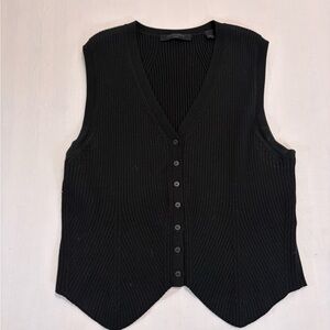 All Saints Black Ribbed Knit Sweater